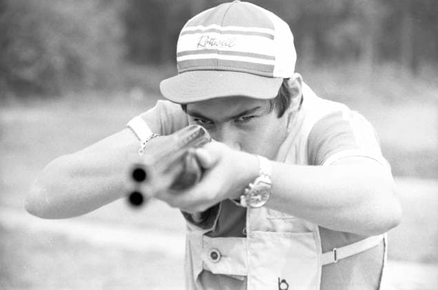 Olympic Village of XXII Summer Olympic Games, Olympische Spiele, Olympia, OS 8202783 10.07.1980 Olympic Village of the XXII Summer Olympic Games in Moscow. Athlete from Peru Mr. Bosa is seen training in clay shooting at the sports complex stadium. Moscow Russia  Copyright: xx