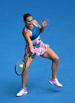 TENNIS AUSTRALIAN OPEN, Aryna Sabalenka of Belarus returns to Shelby Rogers of the USA during their 2nd round match at the 2023 Australian Open tennis tournament at Melbourne Park in Melbourne, Thursday, January 19, 2023. ( NO ARCHIVING, EDITORIAL USE ONLY, NO USE IN BOOKS WITHOUT CONSENT MELBOURNE VICTORIA AUSTRALIA  Copyright: xJAMESxROSSx 20230119001754100358