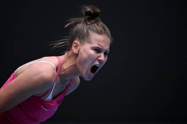 TENNIS AUSTRALIAN OPEN, Veronika Kudermetova of Russia reacts after winning a point against Katie Volynets of the USA during their 2nd round match at the 2023 Australian Open tennis tournament at Melbourne Park in Melbourne, Thursday, January 19, 2023. ( NO ARCHIVING, EDITORIAL USE ONLY, NO USE IN BOOKS WITHOUT CONSENT MELBOURNE VICTORIA AUSTRALIA  Copyright: xJAMESxROSSx 20230119001754106444