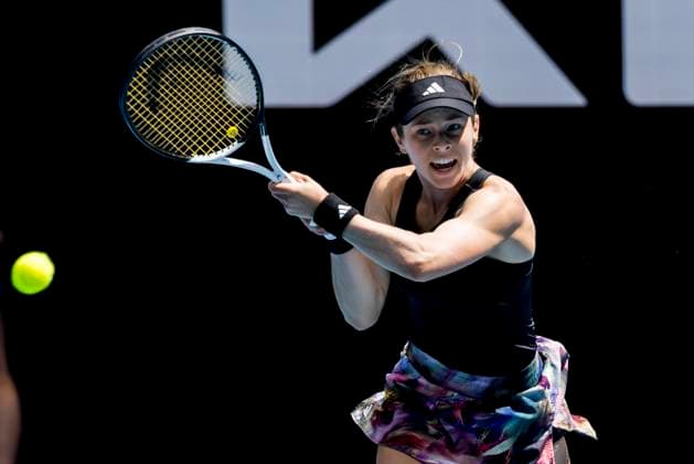 MELBOURNE, VIC - JANUARY 19: Katie Volynets of the United States of America in action during Round 2 of the 2023 Australian Open on January 19 2023, at Melbourne Park in Melbourne, Australia. (Photo by Jason Heidrich Icon Sportswire) TENNIS: JAN 19 Australian Open Icon220119008