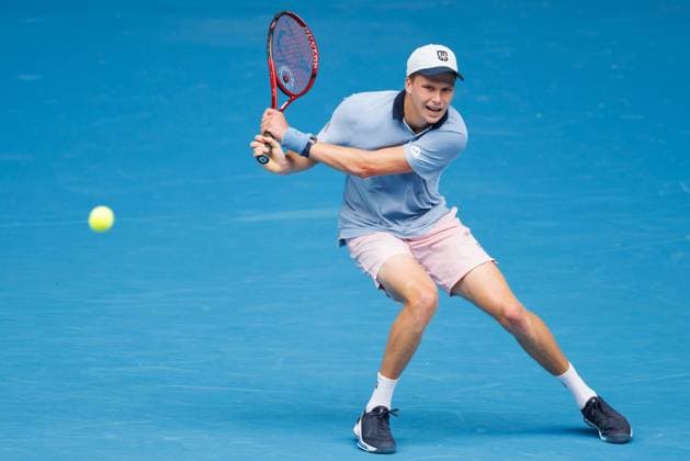 January 19, 2023: Jenson BROOKSBY of the USA in action against 2nd seed Casper RUUD of Norway in the Men s Singles match match on day 4 of the 2023 Australian Open on Rod Laver Arena, in Melbourne, Australia. Cal Media. USA - ZUMAc04_ 20230119_zaf_c04_031 Copyright: xSydneyxLowx