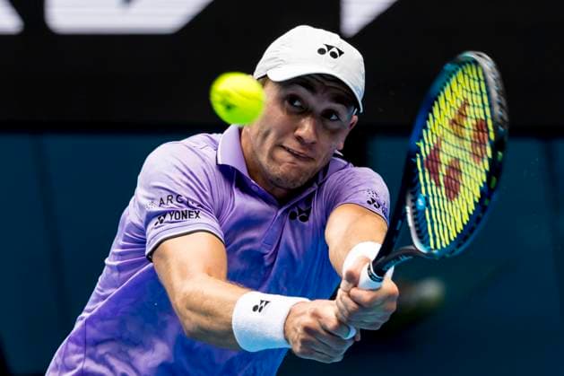MELBOURNE, VIC - JANUARY 19: Casper Ruud of Norway in action during Round 2 of the 2023 Australian Open on January 19 2023, at Melbourne Park in Melbourne, Australia. (Photo by Jason Heidrich Icon Sportswire) TENNIS: JAN 19 Australian Open Icon220119095