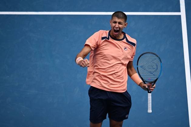 TENNIS AUSTRALIAN OPEN, Alexei Popyrin of Australia reacts during his match against Taylor Fritz of the USA at the 2023 Australian Open tennis tournament at Melbourne Park in Melbourne, Thursday, January 19, 2023. ( NO ARCHIVING, EDITORIAL USE ONLY, NO USE IN BOOKS WITHOUT CONSENT MELBOURNE VICTORIA AUSTRALIA  Copyright: xJAMESxROSSx 20230119001754194798
