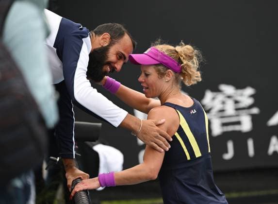 2023 Australian Open Laura Siegemund (GER) with coach and boyfriend Antonio Zucca (ITA)