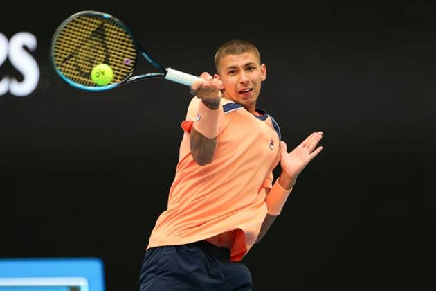 Alexei Popyrin of Australia in action during round 2 match between Taylor Fritz of USA and Alexei Popyrin of Australia Day 4 at the Australian Open Tennis 2023 at John Cain Arena, Melbourne, Australia on 19 January 2023. Copyright: xPeterxDovganx 34781006