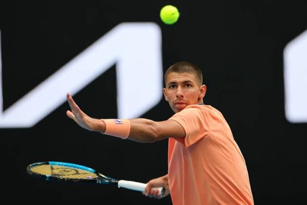 Alexei Popyrin of Australia in action during round 2 match between Taylor Fritz of USA and Alexei Popyrin of Australia Day 4 at the Australian Open Tennis 2023 at John Cain Arena, Melbourne, Australia on 19 January 2023. Copyright: xPeterxDovganx 34780995