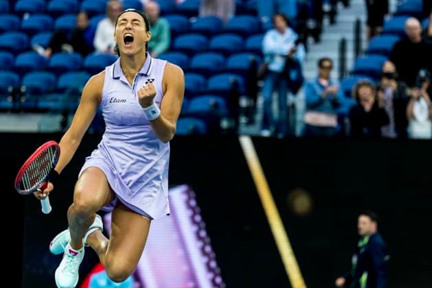 MELBOURNE, VIC - JANUARY 19: Caroline Garcia of France celebrates during Round 2 of the 2023 Australian Open on January 19 2023, at Melbourne Park in Melbourne, Australia. (Photo by Jason Heidrich Icon Sportswire) TENNIS: JAN 19 Australian Open Icon220119165