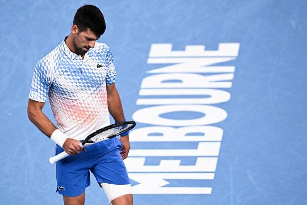 Mandatory Credit: Photo by James Gouley Shutterstock (13716770ed) Novak Djokovic reacts during his second round match Australian Open, Day Four, Tennis, Melbourne Park, Melbourne, Australia - 19 Jan 2023 Australian Open, Day Four, Tennis, Melbourne Park, Melbourne, Australia - 19 Jan 2023 Copyright: xJamesxGouley Shutterstockx 13716770ed
