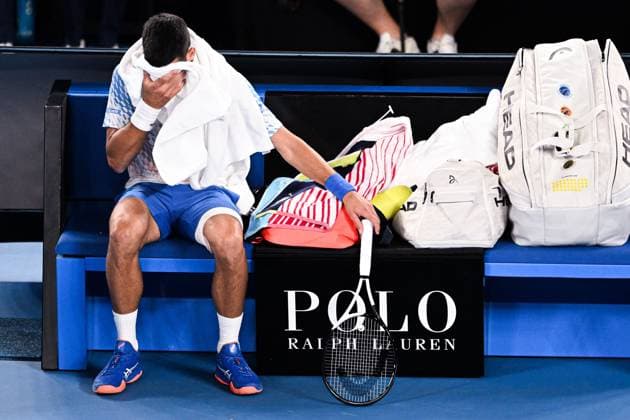 Mandatory Credit: Photo by James Gouley Shutterstock (13716770eh) Novak Djokovic reacts during his second round match Australian Open, Day Four, Tennis, Melbourne Park, Melbourne, Australia - 19 Jan 2023 Australian Open, Day Four, Tennis, Melbourne Park, Melbourne, Australia - 19 Jan 2023 Copyright: xJamesxGouley Shutterstockx 13716770eh