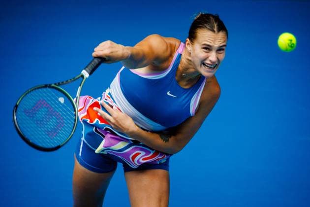 Belarusian Aryna Sabalenka pictured in action during a women s singles second round match against American Rogers at the Australian Open tennis Grand Slam, Thursday 19 January 2023 in Melbourne Park, Melbourne, Australia. PATRICKxHAMILTON  x58518694x
