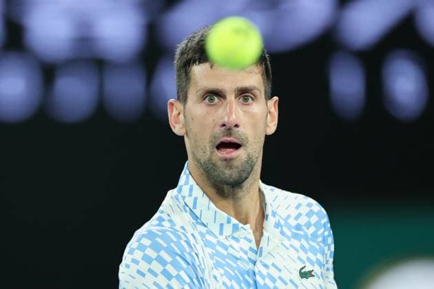 Novak Djokovic of Serbia in action during round 2 match between Novak Djokovic of Serbia and Enzo Couacaud of France Day 4 at the Australian Open Tennis 2023 at Rod Laver Arena, Melbourne, Australia on 19 January 2023. Copyright: xPeterxDovganx 34781021