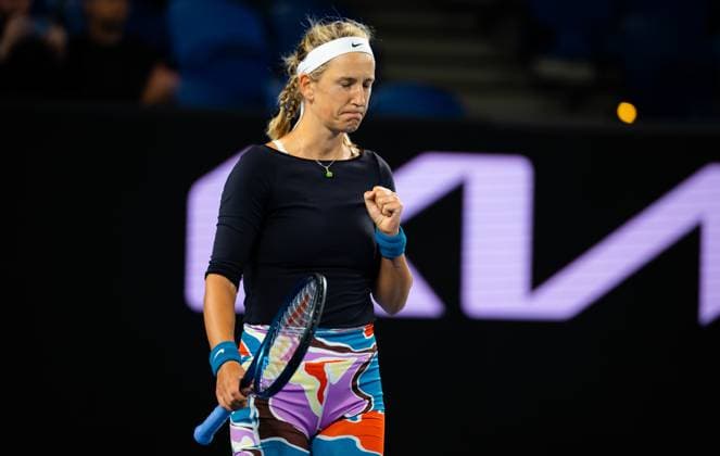 January 19, 2023, MELBOURNE, AUSTRALIA: Victoria Azarenka of Belarus in action during the second round of the 2023 Australian Open Grand Slam tennis tournament against Nadia Podoroska of Argentina MELBOURNE AUSTRALIA - ZUMAa181 20230119_zaa_a181_003 Copyright: xRobxPrangex