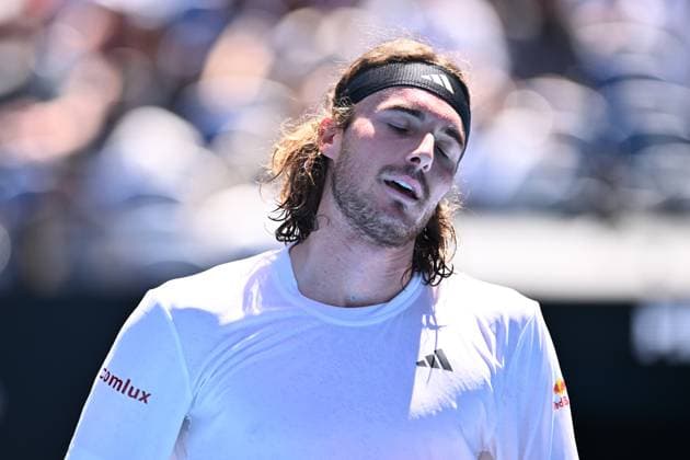 TENNIS AUSTRALIAN OPEN, Stefanos Tsitsipas of Greece reacts during his third round match against Tallon Griekspoor of the Netherlands during the 2023 Australian Open tennis tournament at Melbourne Park in Melbourne, Friday, January 20, 2023. ( NO ARCHIVING, EDITORIAL USE ONLY, NO USE IN BOOKS WITHOUT CONSENT MELBOURNE VICTORIA AUSTRALIA  Copyright: xJOELxCARRETTx 20230120001754574716