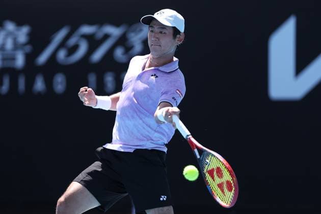 TENNIS AUSTRALIAN OPEN, Yoshihito Nishioka of Japan in action during his 3rd round match against Mackenzie McDonald of the USA at the 2023 Australian Open tennis tournament at Melbourne Park in Melbourne, Saturday, January 1, 2022. ( NO ARCHIVING, EDITORIAL USE ONLY, NO USE IN BOOKS WITHOUT CONSENT MELBOURNE VICTORIA AUSTRALIA  Copyright: xDIEGOxFEDELEx 20230120001754586194