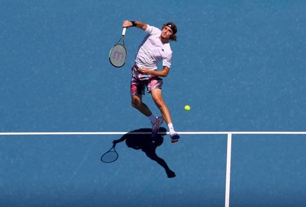 Mandatory Credit: Photo by Ella Ling Shutterstock (13716910y) Stefanos Tsitsipas of Greece in action Australian Open, Day Five, Tennis, Melbourne Park, Melbourne, Australia - 20 Jan 2023 Australian Open, Day Five, Tennis, Melbourne Park, Melbourne, Australia - 20 Jan 2023 Copyright: xEllaxLing Shutterstockx 13716910y