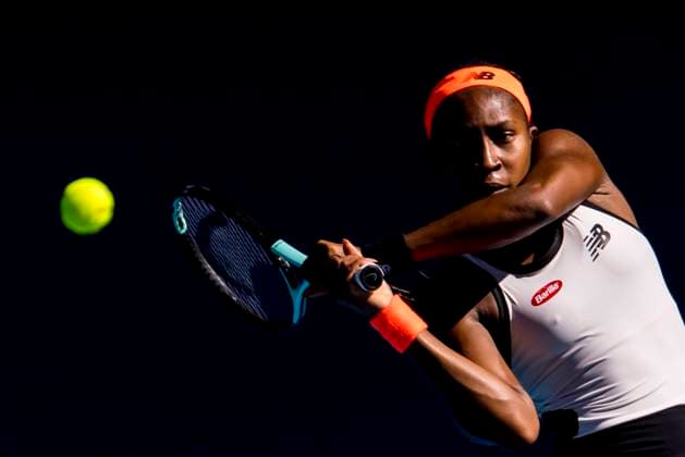 MELBOURNE, VIC - JANUARY 20: Coco Gauff of the United States of America in action during Round 3 of the 2023 Australian Open on January 20 2023, at Melbourne Park in Melbourne, Australia. (Photo by Jason Heidrich Icon Sportswire) TENNIS: JAN 20 Australian Open Icon230120109