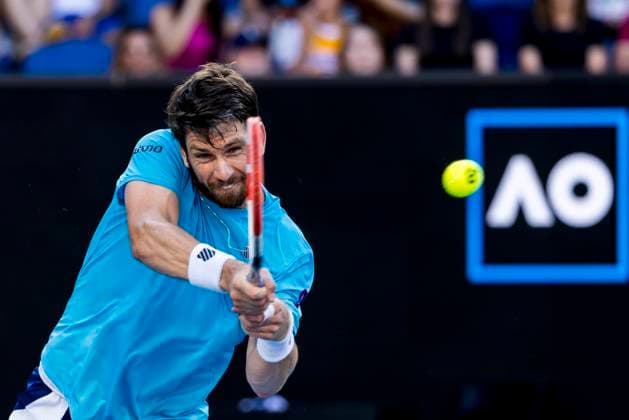 MELBOURNE, VIC - JANUARY 20: Cameron Norrie of the United Kingdom in action during Round 3 of the 2023 Australian Open on January 20 2023, at Melbourne Park in Melbourne, Australia. (Photo by Jason Heidrich Icon Sportswire) TENNIS: JAN 20 Australian Open Icon230120144