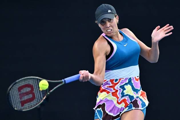 TENNIS AUSTRALIAN OPEN, Madison Keys of the USA in action during her match against Victoria Azarenka during the 2023 Australian Open tennis tournament at Melbourne Park in Melbourne, Friday, January 20, 2023. ( NO ARCHIVING, EDITORIAL USE ONLY, NO USE IN BOOKS WITHOUT CONSENT MELBOURNE VICTORIA AUSTRALIA  Copyright: xJOELxCARRETTx 20230120001754679088
