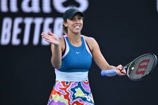 TENNIS AUSTRALIAN OPEN, Madison Keys of the USA reacts during her match against Victoria Azarenka during the 2023 Australian Open tennis tournament at Melbourne Park in Melbourne, Friday, January 20, 2023. ( NO ARCHIVING, EDITORIAL USE ONLY, NO USE IN BOOKS WITHOUT CONSENT MELBOURNE VICTORIA AUSTRALIA  Copyright: xJOELxCARRETTx 20230120001754682381