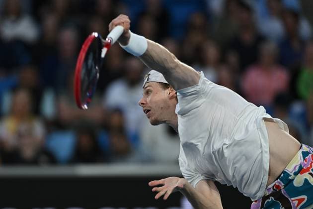 TENNIS AUSTRALIAN OPEN, Denis Shapovalov of Canada in action druing his match against Hubert Hurkacz of Poland during the 2023 Australian Open tennis tournament at Melbourne Park in Melbourne, Friday, January 20, 2023. ( NO ARCHIVING, EDITORIAL USE ONLY, NO USE IN BOOKS WITHOUT CONSENT MELBOURNE VICTORIA AUSTRALIA  Copyright: xLUKASxCOCHx 20230120001754687063