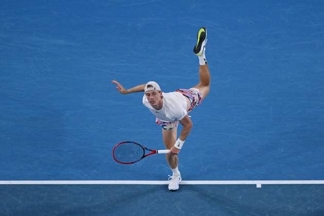 TENNIS AUSTRALIAN OPEN, Denis Shapovalov of Canada serves during his match against Hubert Hurkacz of Poland during the 2023 Australian Open tennis tournament at Melbourne Park in Melbourne, Friday, January 20, 2023. ( NO ARCHIVING, EDITORIAL USE ONLY, NO USE IN BOOKS WITHOUT CONSENT MELBOURNE VICTORIA AUSTRALIA  Copyright: xLUKASxCOCHx 20230120001754699202