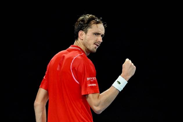 TENNIS AUSTRALIAN OPEN, Daniil Medvedev reacts during his match against Sebastian Korda of the USA during the 2023 Australian Open tennis tournament at Melbourne Park in Melbourne, Friday, January 20, 2023. ( NO ARCHIVING, EDITORIAL USE ONLY, NO USE IN BOOKS WITHOUT CONSENT MELBOURNE VICTORIA AUSTRALIA  Copyright: xJOELxCARRETTx 20230120001754721994