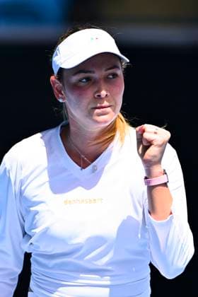 TENNIS AUSTRALIAN OPEN, Donna Vekic of Croatia reacts during her match against Nuria Parrizas Diaz of Spain during the 2023 Australian Open tennis tournament at Melbourne Park in Melbourne, Saturday, January 21, 2023. ( NO ARCHIVING, EDITORIAL USE ONLY, NO USE IN BOOKS WITHOUT CONSENT MELBOURNE VICTORIA AUSTRALIA  Copyright: xJOELxCARRETTx 20230121001754937053