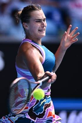 TENNIS AUSTRALIAN OPEN, Aryna Sabalenka of Belarus in action during her match against Elise Mertens of Belgium during the 2023 Australian Open tennis tournament at Melbourne Park in Melbourne, Wednesday, May 1, 2019. ( NO ARCHIVING, EDITORIAL USE ONLY, NO USE IN BOOKS WITHOUT CONSENT MELBOURNE VICTORIA AUSTRALIA  Copyright: xJOELxCARRETTx 20230121001754988563