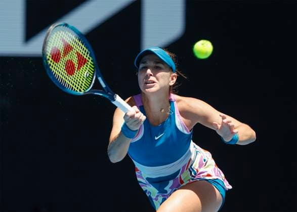 Belinda Bencic (SUI), Australian Open 2023, Melbourne Park, Melbourne, Victoria, Australia. Copyright: xJuergenxHasenkopfx