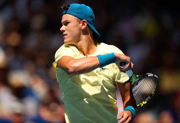 Mandatory Credit: Photo by Ella Ling Shutterstock (13728748x) Holger Rune of Denmark in action Australian Open, Day Six, Tennis, Melbourne Park, Melbourne, Australia - 21 Jan 2023 Australian Open, Day Six, Tennis, Melbourne Park, Melbourne, Australia - 21 Jan 2023 Copyright: xEllaxLing Shutterstockx 13728748x