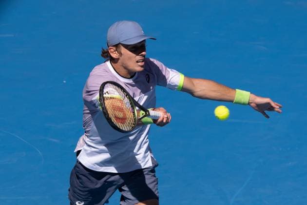 Alex de Minaur of Australia in action during the round 3 match between Alex de Minaur of Australia and Benjamin Bonzi of France, Day 6 at the Australian Open Tennis 2023 at Rod Laver Arena, Melbourne, Australia on 21 January 2023. Copyright: xPeterxDovganx 34781418