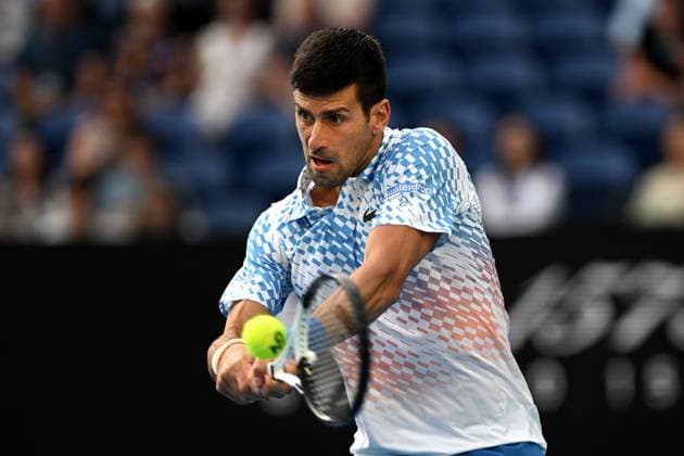 TENNIS AUSTRALIAN OPEN, Novak Djokovic of Serbia in action during his match against Grigor Dimitrov of Bulgaria during the 2023 Australian Open tennis tournament at Melbourne Park in Melbourne, Friday, January 1, 2021. ( NO ARCHIVING, EDITORIAL USE ONLY, NO USE IN BOOKS WITHOUT CONSENT MELBOURNE VICTORIA AUSTRALIA  Copyright: xLUKASxCOCHx 20230121001755012601