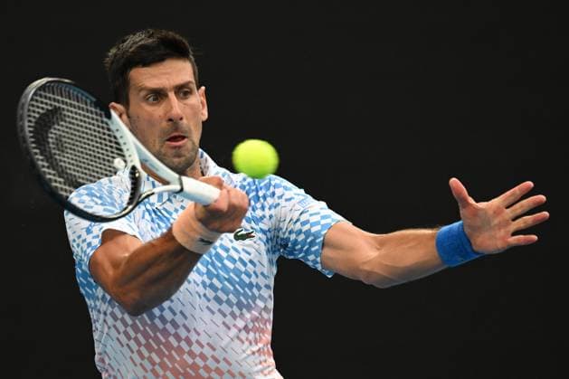TENNIS AUSTRALIAN OPEN, Novak Djokovic of Serbia in action during his match against Grigor Dimitrov of Bulgaria during the 2023 Australian Open tennis tournament at Melbourne Park in Melbourne, Friday, January 1, 2021. ( NO ARCHIVING, EDITORIAL USE ONLY, NO USE IN BOOKS WITHOUT CONSENT MELBOURNE VICTORIA AUSTRALIA  Copyright: xLUKASxCOCHx 20230121001755020861