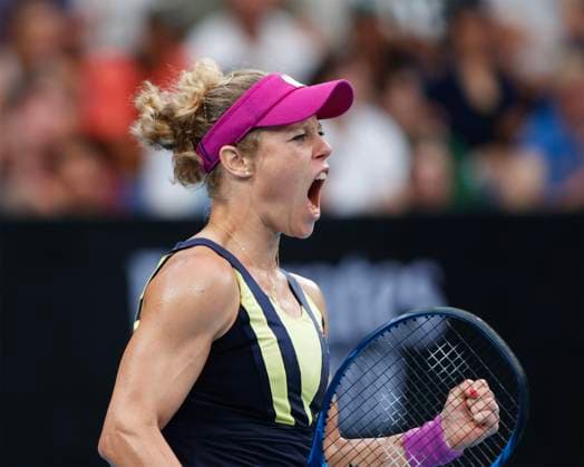 Laura Siegemund (GER), Australian Open 2023, Melbourne Park, Melbourne, Victoria, Australia., Laura Siegemund (GER) jubelt nach einem gewonnen Punkt, Emotion, Freude Copyright: xJuergenxHasenkopfx