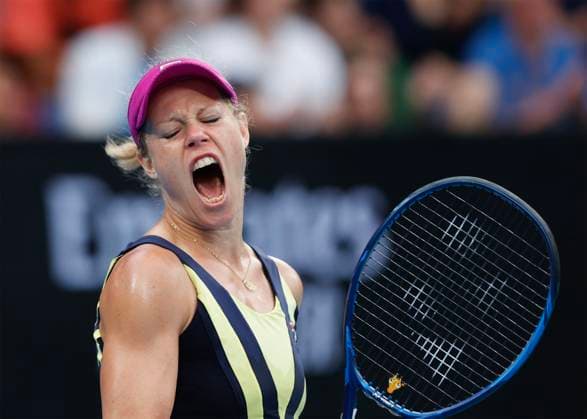 Sport Bilder des Tages Laura Siegemund (GER), Australian Open 2023, Melbourne Park, Melbourne, Victoria, Australia., Laura Siegemund (GER) jubelt nach einem gewonnen Punkt, Emotion, Freude Copyright: xJuergenxHasenkopfx
