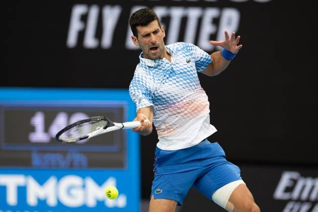 Novak Djokovic of Serbia in action during the round 3 match between Novak Djokovic of Serbia and Grigor Dimitrov of Bulgaria, Day 6 at the Australian Open Tennis 2023 at Rod Laver Arena, Melbourne, Australia on 21 January 2023. Copyright: xPeterxDovganx 34781458