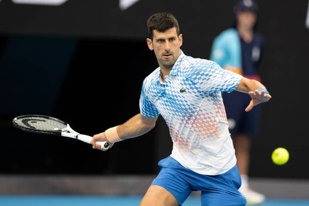 Novak Djokovic of Serbia in action during the round 3 match between Novak Djokovic of Serbia and Grigor Dimitrov of Bulgaria, Day 6 at the Australian Open Tennis 2023 at Rod Laver Arena, Melbourne, Australia on 21 January 2023. Copyright: xPeterxDovganx 34781459