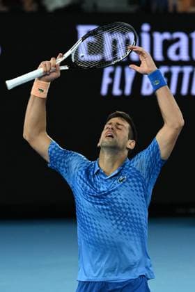 TENNIS AUSTRALIAN OPEN, Novak Djokovic of Serbia reacts during his match against Grigor Dimitrov of Bulgaria in their men s singles match in the 2023 Australian Open tennis tournament at Melbourne Park in Melbourne, Saturday, January 23, 2023. ( NO ARCHIVING, EDITORIAL USE ONLY, NO USE IN BOOKS WITHOUT CONSENT MELBOURNE VICTORIA AUSTRALIA  Copyright: xLUKASxCOCHx 20230121001755054862