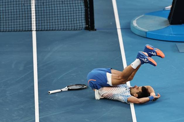 Novak Djokovic, SRB, during third round of 2023 Australian Open in Melbourne, 21 01 2023; -