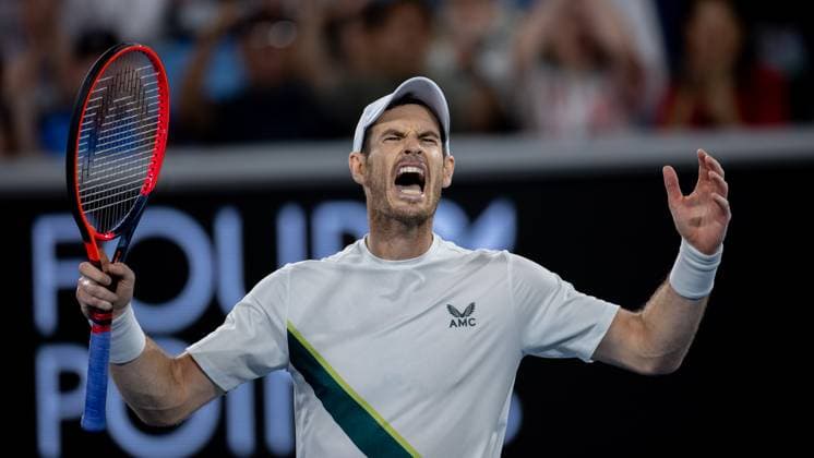 (230121) -- MELBOURNE, Jan. 21, 2023 -- Andy Murray of Britain reacts during the men s singles 3rd round match against Roberto Bautista Agut of Spain at Australian Open in Melbourne Park, in Melbourne, Australia, on Jan. 21, 2023. (Photo by Xinhua) (SP)AUSTRALIA-MELBOURNE-TENNIS-AUSTRALIAN OPEN-DAY 6 HuxJingChen 