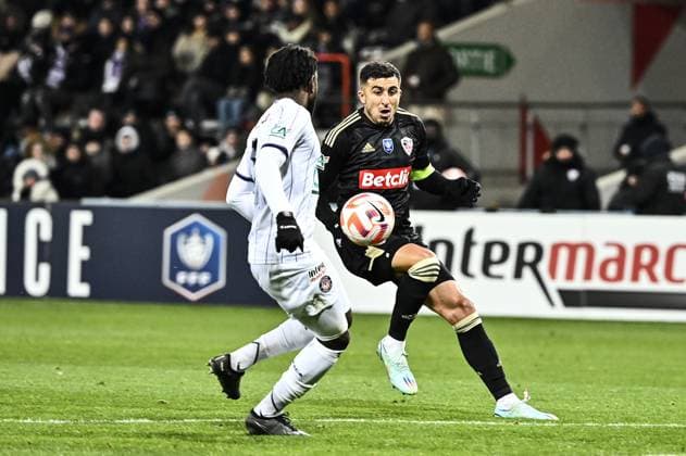 Riad Nouri (aca) FOOTBALL : Toulouse vs Ajaccio - 16eme de Finale Coupe de France - Toulouse - 21 01 2023 ThierryBreton Panoramic 