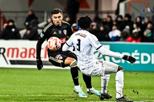 Riad Nouri (aca) FOOTBALL : Toulouse vs Ajaccio - 16eme de Finale Coupe de France - Toulouse - 21 01 2023 ThierryBreton Panoramic 