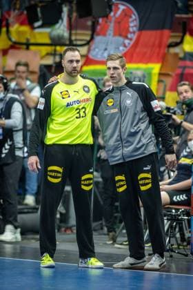Handball Kattowitz 21.01.2023 Weltmeisterschaft Handball WM Männer Hauptrunde Niederlande (NED) - Deutschland (GER) Andreas Wolff (Deutschland, TW, No.33) Joel Birlehm (Deutschland, TW, No.41)