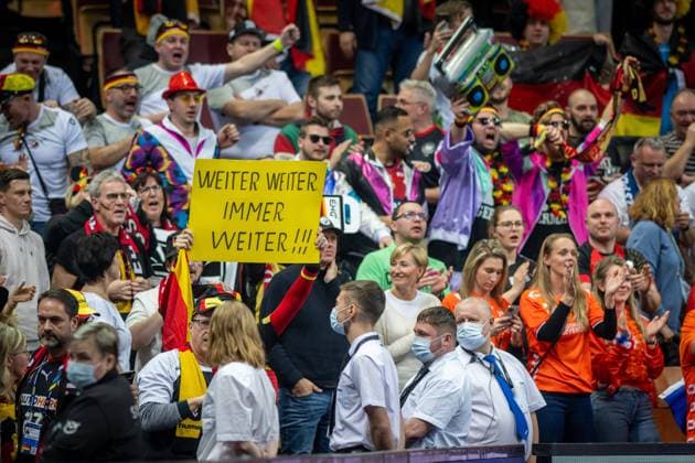 Handball Kattowitz 21.01.2023 Weltmeisterschaft Handball WM Männer Hauptrunde Niederlande (NED) - Deutschland (GER) Jubel Deutsche Fans