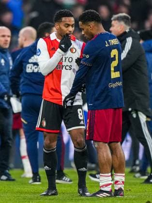 Eredivisie: Feyenoord v Ajax Rotterdam - Quinten Timber of Feyenoord, Jurrien Timber of Ajax during the match between Feyenoord v Ajax at Stadion Feijenoord De Kuip on 22 January 2023 in Rotterdam, Netherlands. Copyright: xTomxBodex