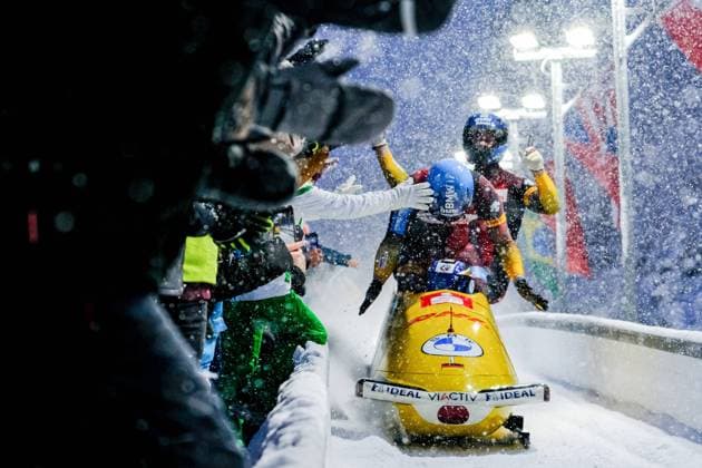 Bilder des Jahres 2023, Sport 01 Januar Sport Bilder des Tages IBSF Weltcup & EM Bob+Skeleton in Altenberg am 22.01.2023. Viererbob Herren. 2. Lauf. Team Francesco Friedrich (GER). *** IBSF World Cup Bob Skeleton in Altenberg on 22 01 2023 Four-man bob 2 run Team Francesco Friedrich GER