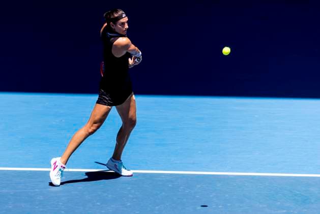MELBOURNE, VIC - JANUARY 23: Caroline Garcia of France in action during Round 4 of the 2023 Australian Open on January 23 2023, at Melbourne Park in Melbourne, Australia. (Photo by Jason Heidrich Icon Sportswire) TENNIS: JAN 23 Australian Open Icon230123087