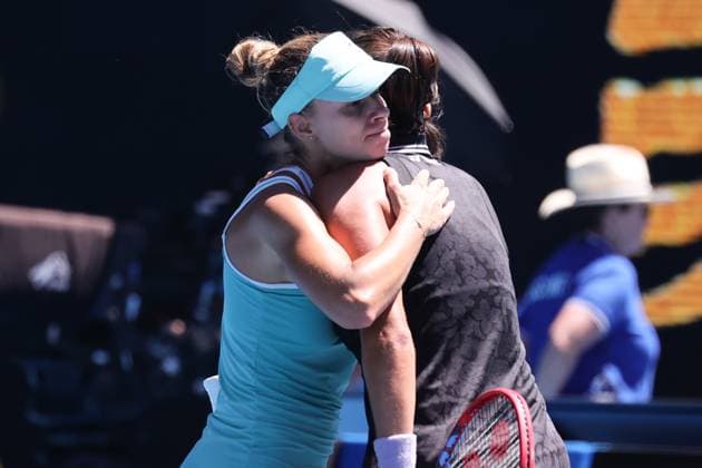 Magda Linette of Poland celebrates defeating Caroline Garcia of France 7-6 6-4, Day 8 at the Australian Open Tennis 2023 at Rod Laver Arena, Melbourne, Australia on 23 January 2023. Copyright: xPeterxDovganx 34781789
