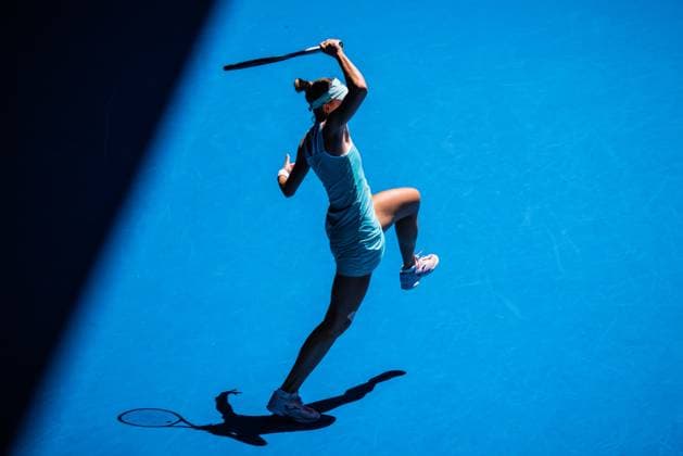 January 23, 2023, Melbourne, Victoria, Australia: MELBOURNE, AUSTRALIA - JANUARY 23: Magda Linette of Poland plays Caroline Garcia of France on day 8 action of the 2023 Australian Open at Melbourne Park on January 23, 2023 in Melbourne, Australia. Melbourne Australia - ZUMAp121 20230123_zsp_p121_020 Copyright: xChrisxPutnamx