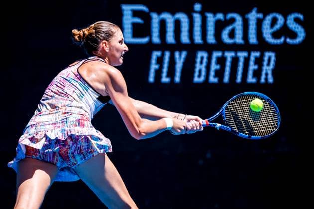 January 23, 2023, Melbourne, Victoria, Australia: MELBOURNE, AUSTRALIA - JANUARY 23: Karolina Pliskova of Czech Republic plays Shuai Zhang of China on day 8 of the 2023 Australian Open at Melbourne Park on January 23, 2023 in Melbourne, Australia. Melbourne Australia - ZUMAp121 20230123_zsp_p121_047 Copyright: xChrisxPutnamx